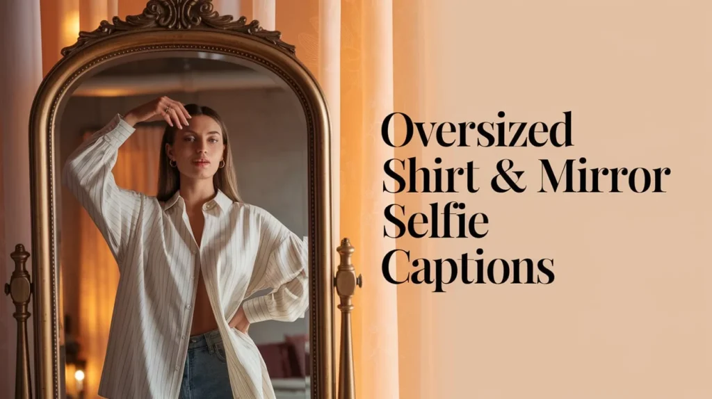 Oversized Shirt & Mirror Selfie Captions
